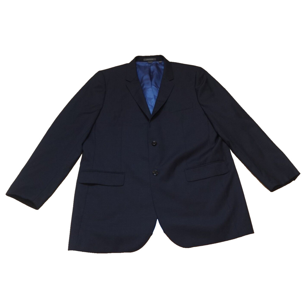Indochino Men 44L Blazer Wool Sport Coat Black Lined‎ 2 Button